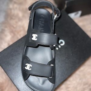 Black Chanel Rubber Sandals